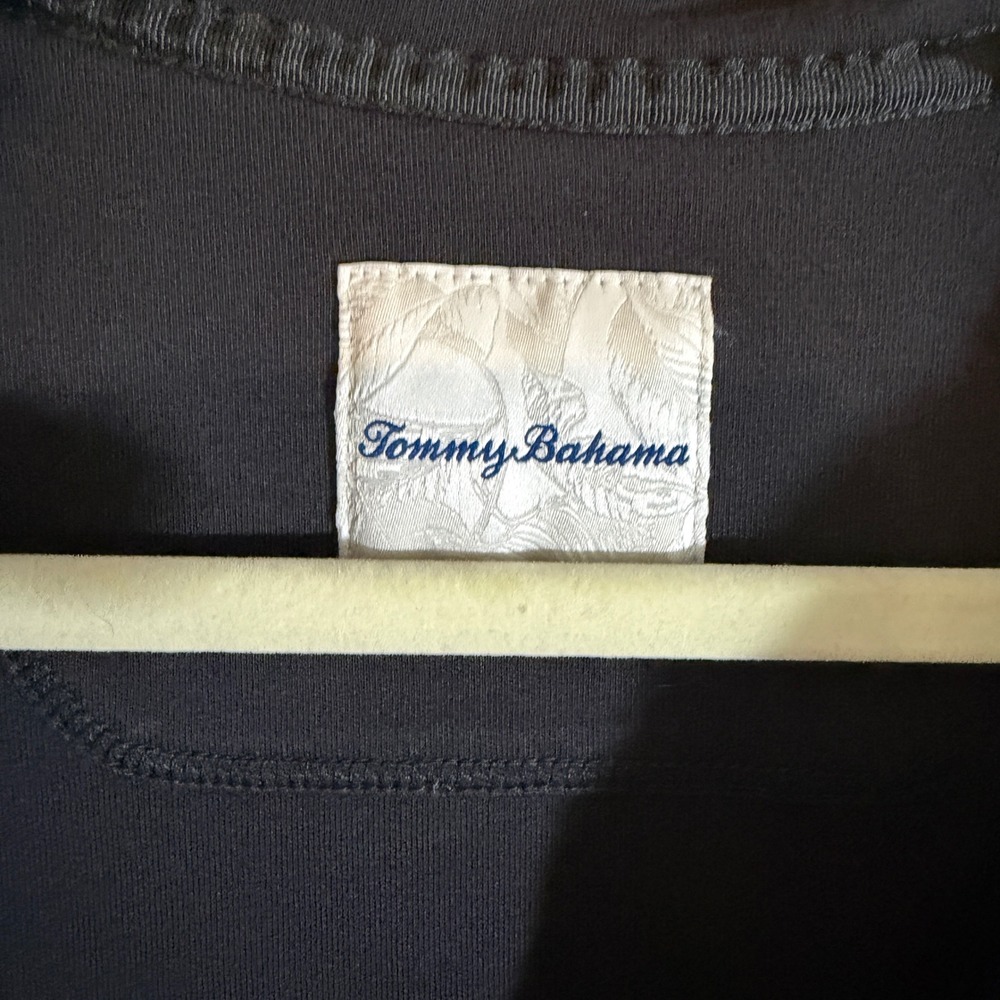 Tommy Bahama Quarter Zip Pullover Black XL Mens Pima Cotton Ribbed Trim Casual - Picture 3 of 11